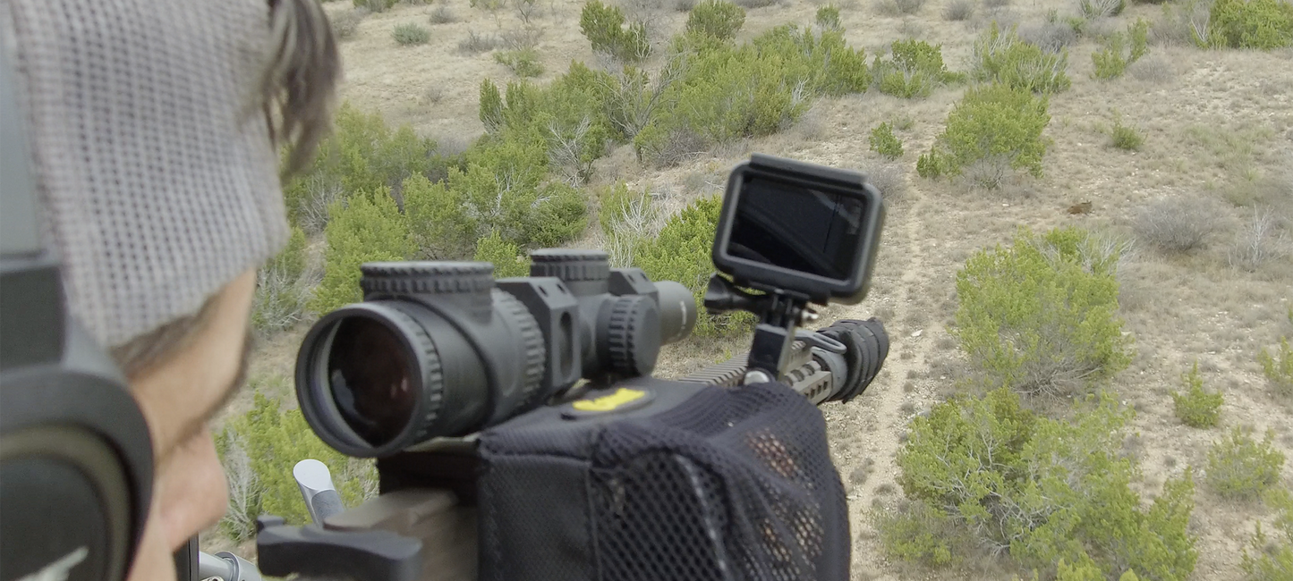 Hunter looking through a rifle scope