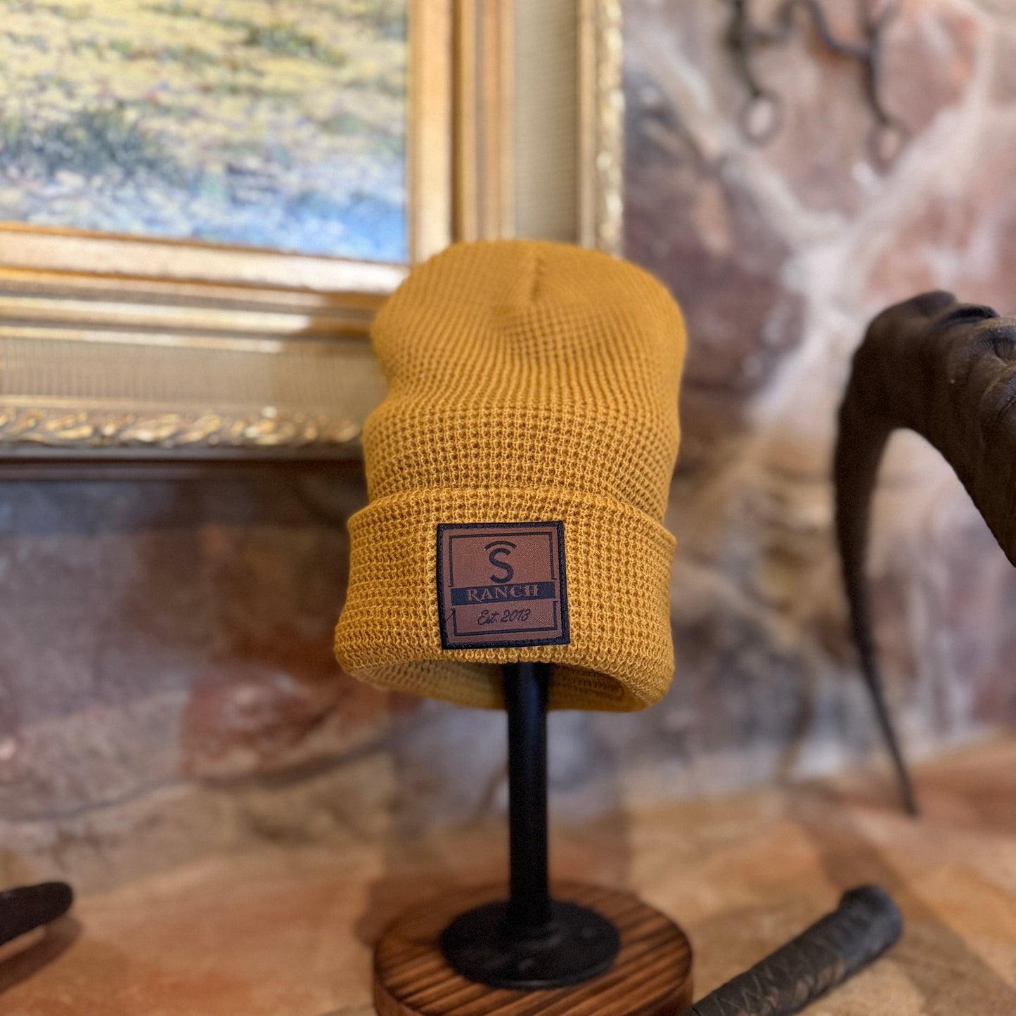 
                  
                    Covered S Ranch Beanie-Waffle Texture with Leather Patch
                  
                